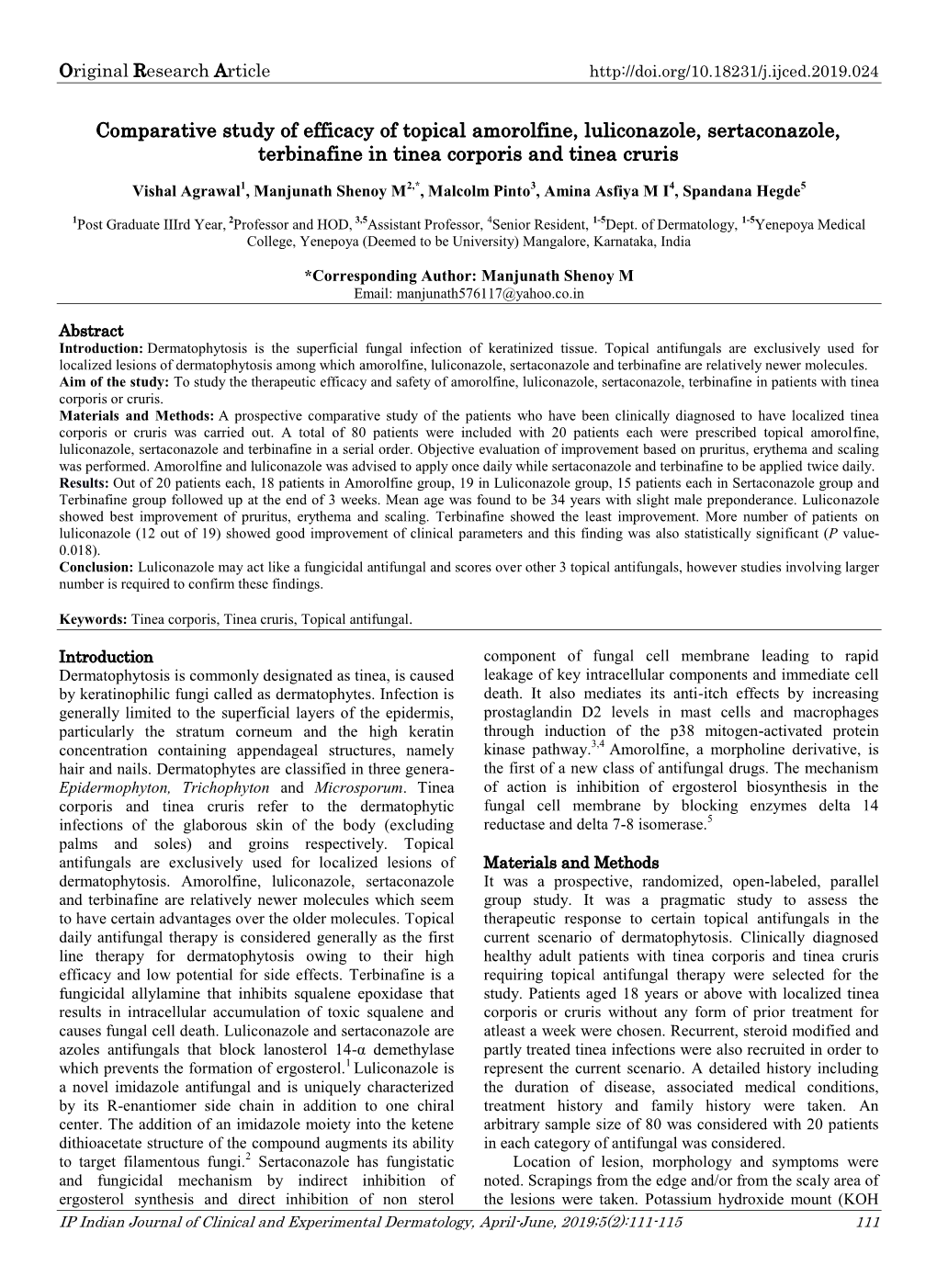 Comparative Study of Efficacy of Topical Amorolfine, Luliconazole ...