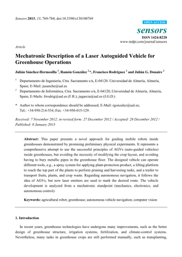 Mechatronic Description of a Laser Autoguided Vehicle for Greenhouse Operations