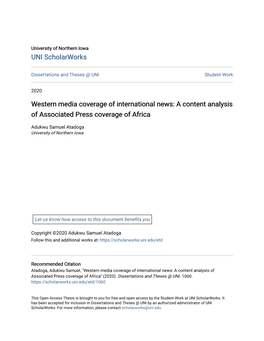 A Content Analysis of Associated Press Coverage of Africa