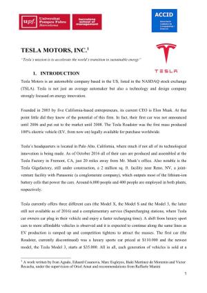 Tesla Motors, Inc.1