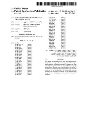 (12) Patent Application Publication (10) Pub. No.: US 2011/0263526 A1 SATYAM (43) Pub