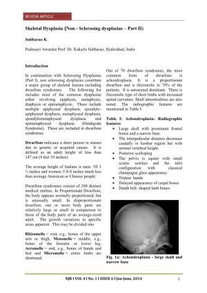 Subbarao K Skeletal Dysplasia (Non - Sclerosing Dysplasias – Part II)
