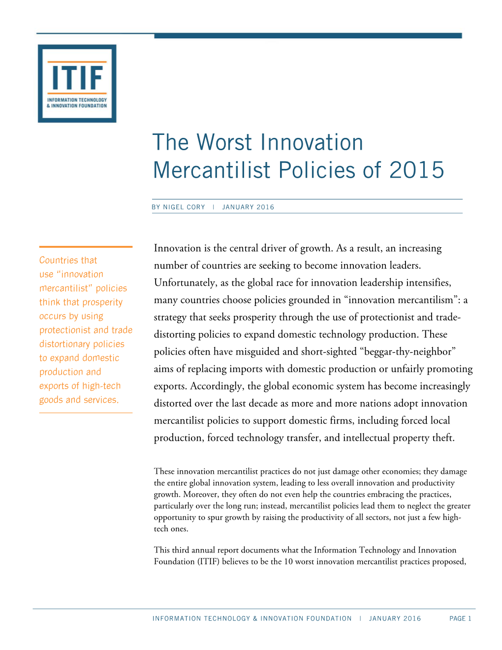 The Worst Innovation Mercantilist Policies of 2015