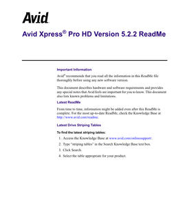 Avid Xpress Pro HD Readme