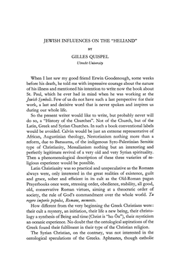 Jewish Influences on the "Heliand" Gilles Quispel