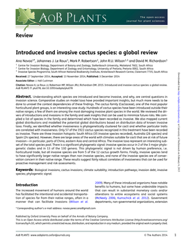 Invasive Cactus Species: a Global Review