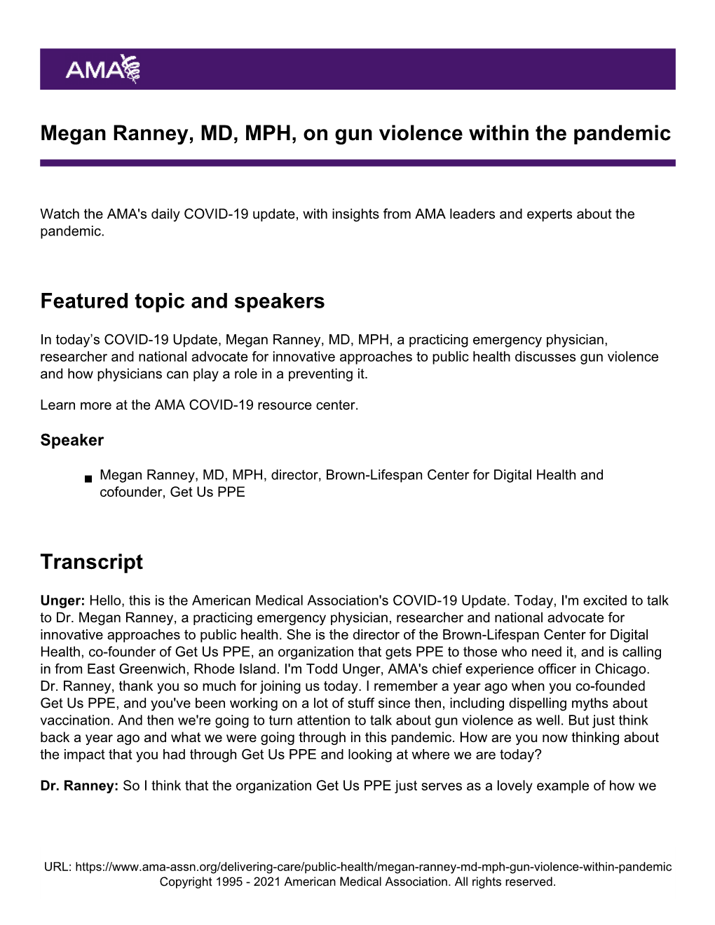 Megan Ranney, MD, MPH, on Gun Violence Within the Pandemic