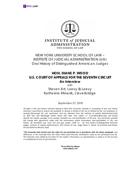 Oral History of Distinguished American Judges: HON. DIANE P