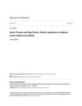 Model Legislation to Address Venue Safety and Liability