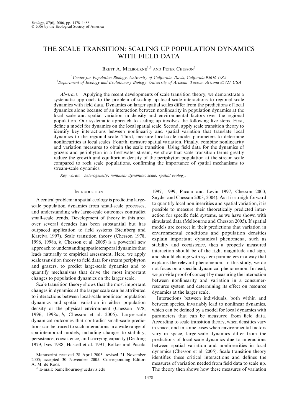 The Scale Transition: Scaling up Population Dynamics with Field Data