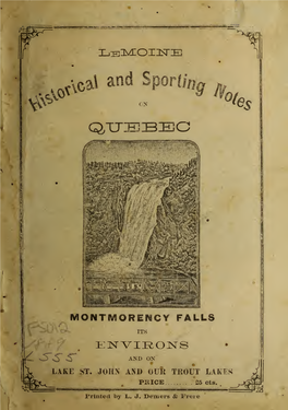 Historical and Sporting Notes on Quebec and Its Environs