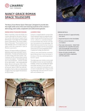 Nancy Grace Roman Telescope Sell Sheet