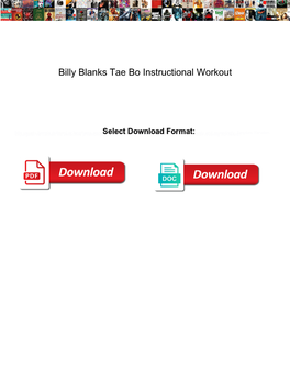 Billy Blanks Tae Bo Instructional Workout