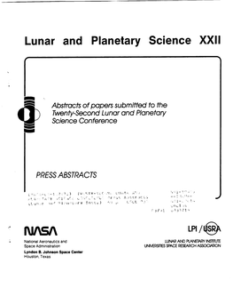 Lunar and Planetary Science Xxll