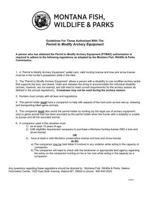 2021 Guidelines for Those Authorized with a Permit to Modify Archery