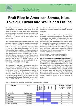 Fruit Flies in American Samoa, Niue, Tokelau, Tuvalu and Wallis and Futuna