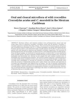 Oral and Cloacal Microflora of Wild Crocodiles Crocodylus Acutus and C