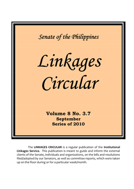LINKAGES CIRCULAR Vol. 8 No. 3.7, Series of 2010”