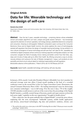 Data for Life: Wearable Technology and the Design of Self-Care