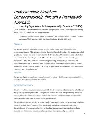 Understanding Biosphere Entrepreneurship Through A