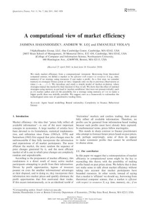 A Computational View of Market Efficiency