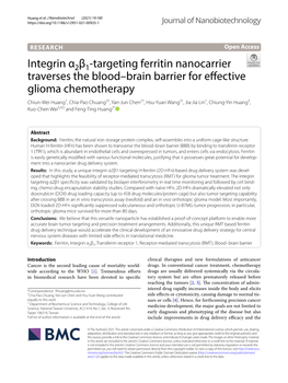 Integrin Α2β1-Targeting Ferritin Nanocarrier Traverses the Blood