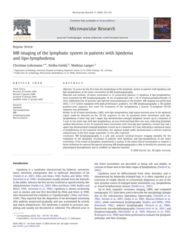 MR Imaging of the Lymphatic System in Patients with Lipedema and Lipo-Lymphedema