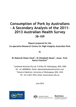 Report Prepared for the Co-Operative Research Centre for High Integrity Australian Pork