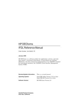 HP Decforms IFDL Reference Manual