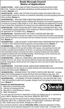Swale Borough Council Notice of Applications