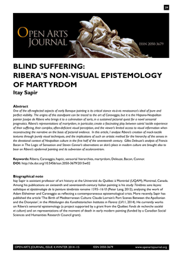 Blind Suffering: Ribera's Non-Visual Epistemology Of