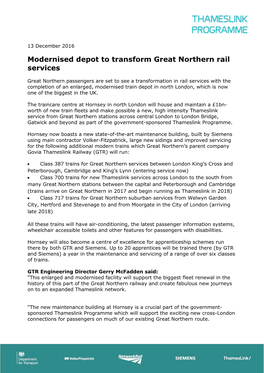 Modernised Depot to Transform Great Northern Rail Services