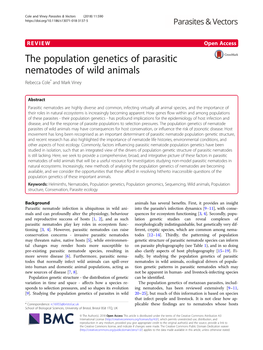 The Population Genetics of Parasitic Nematodes of Wild Animals Rebecca Cole* and Mark Viney