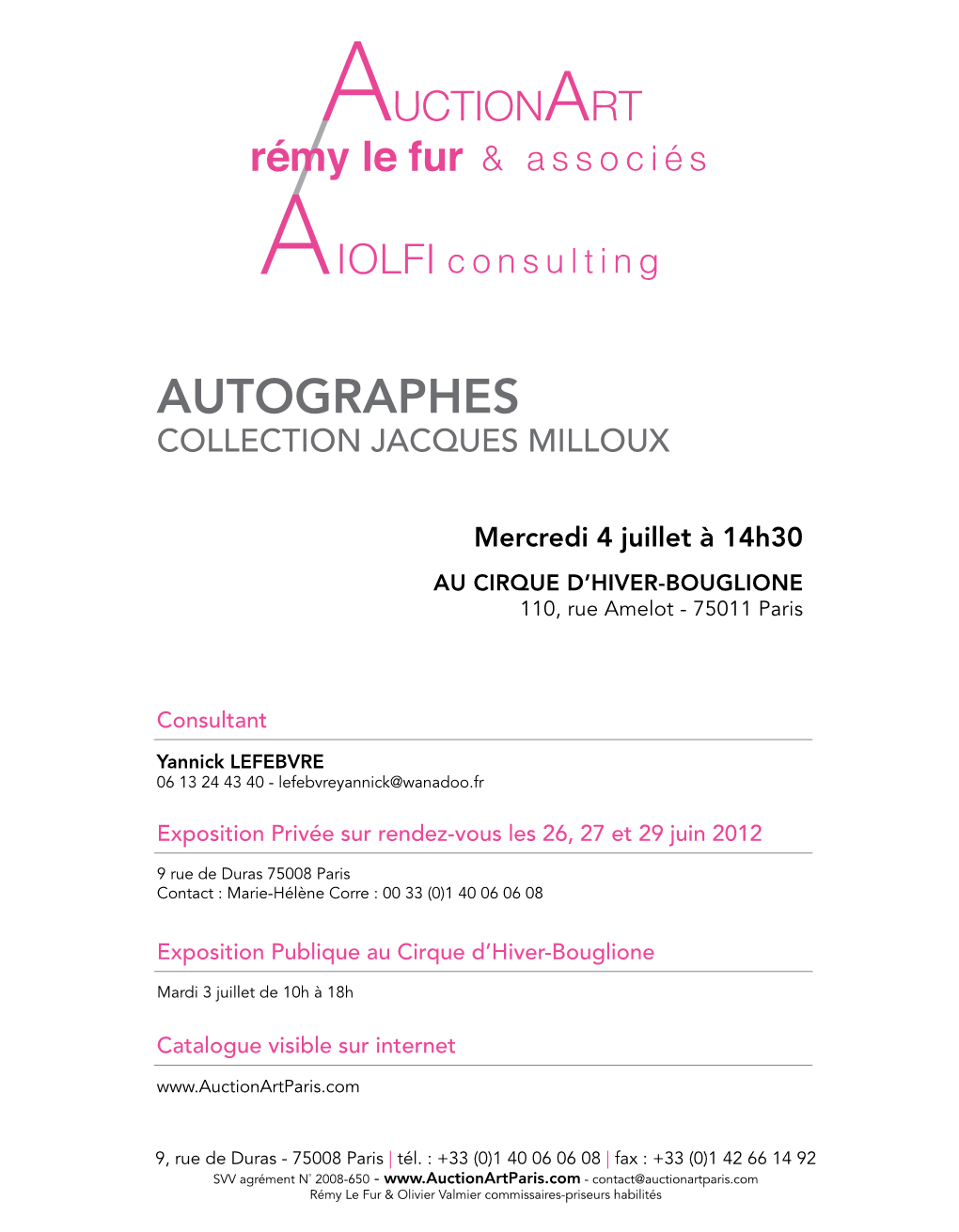 Autographes Collection Jacques Milloux