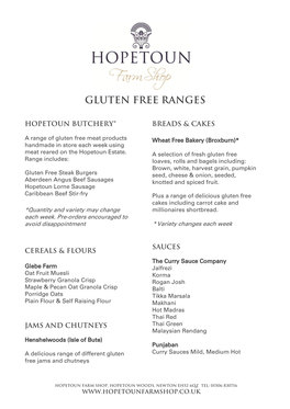 Gluten Free Ranges