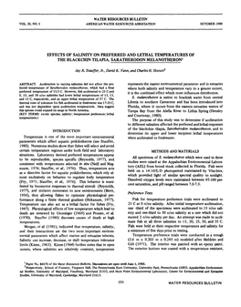 Effects of Salinity on Preferred and Lethal Temperatures of the Blackchin Tilapia, Saratherodon Melanotheron'