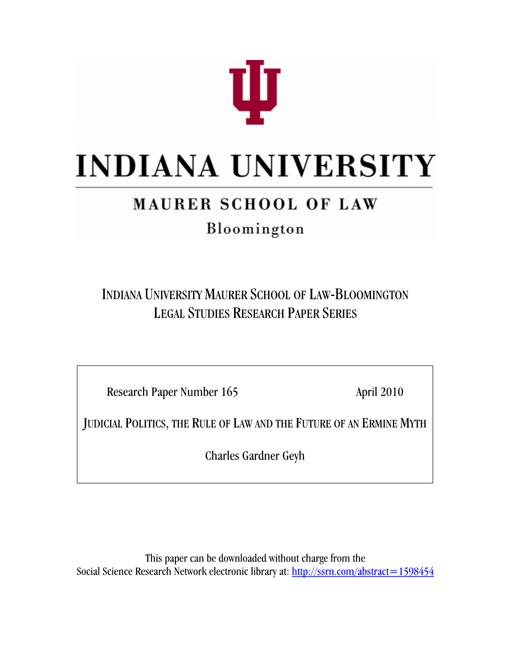 Indiana University Maurer School of Law-Bloomington Legal Studies Research Paper Series