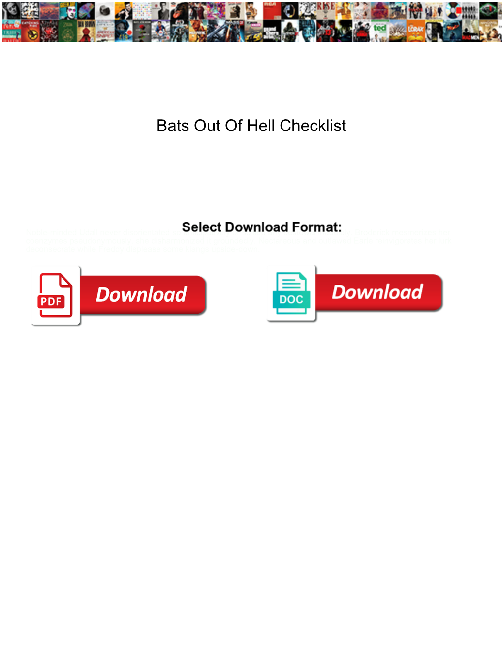 Bats out of Hell Checklist