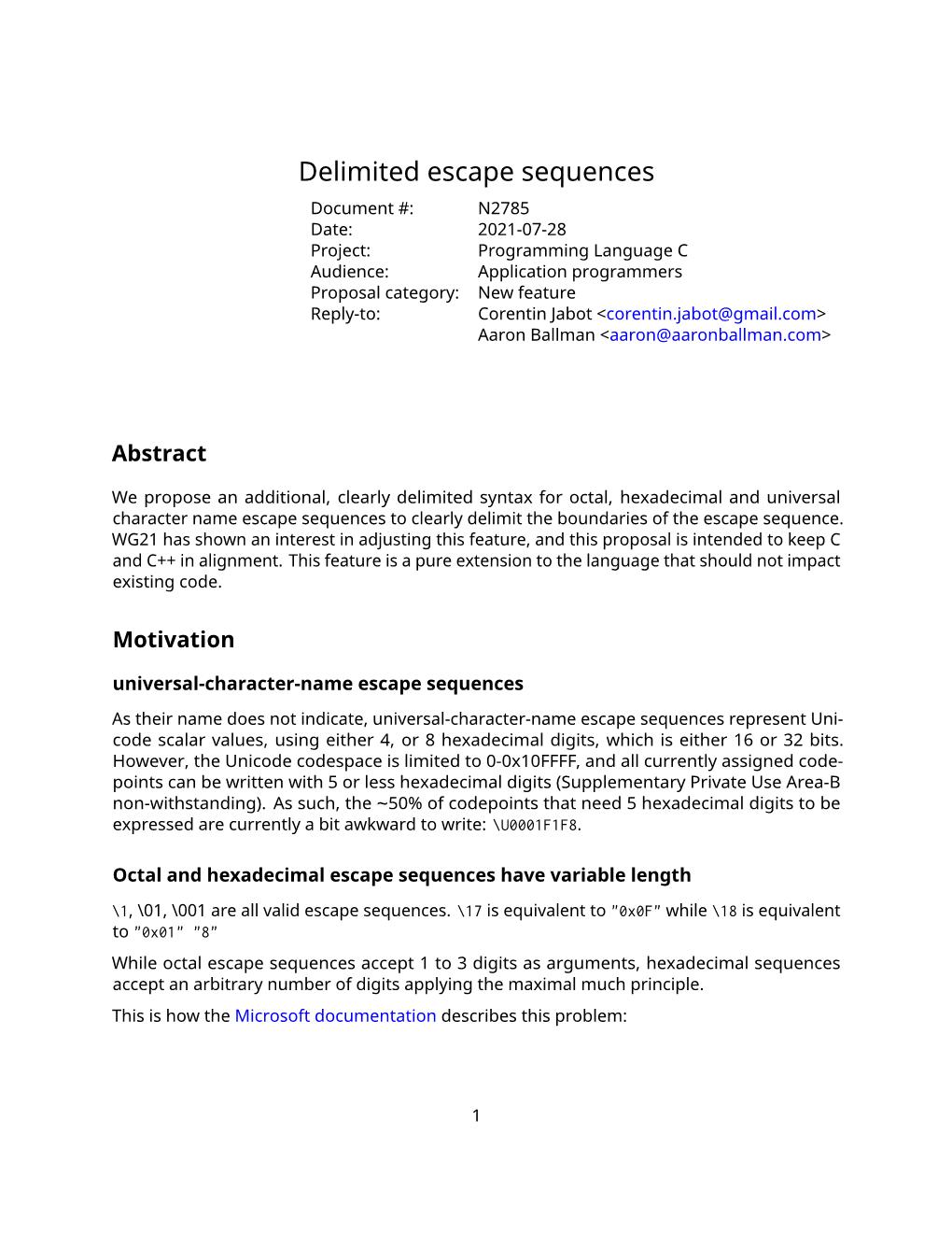 Delimited Escape Sequences