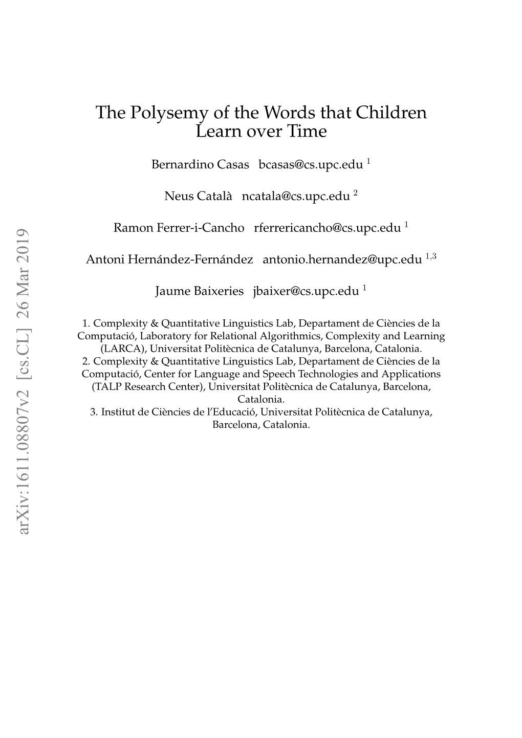 The Polysemy of the Words That Children Learn Over Time Arxiv