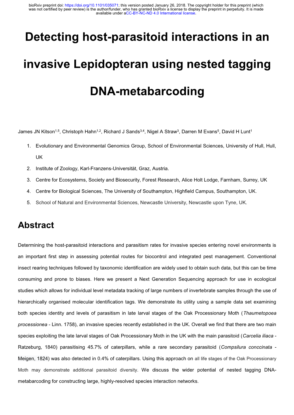 Detecting Host-Parasitoid Interactions in an Invasive Lepidopteran Using