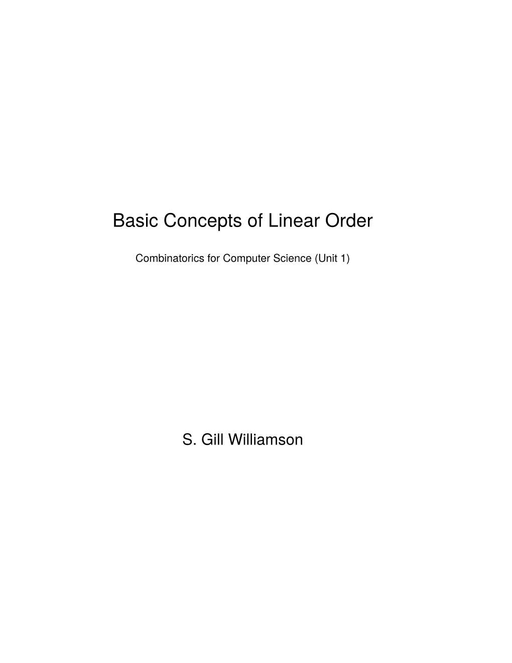 Basic Concepts of Linear Order