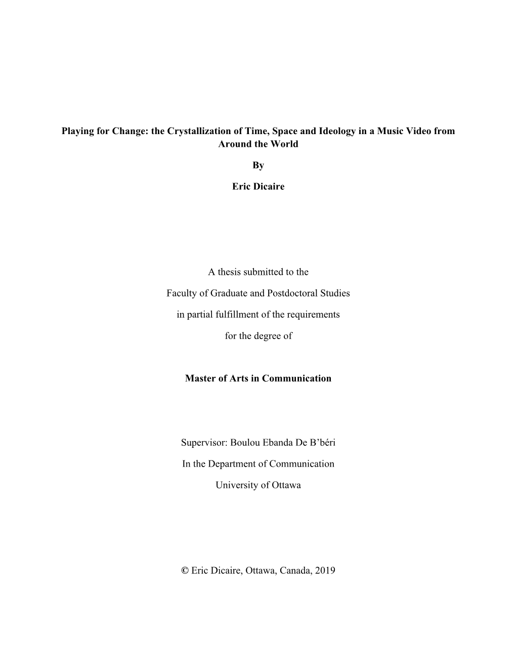 Dicaire Eric 2019 Thesis.Pdf