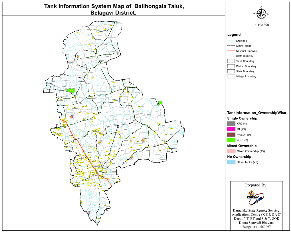 Tank Information System Map of Bailhongala Taluk, Belagavi District