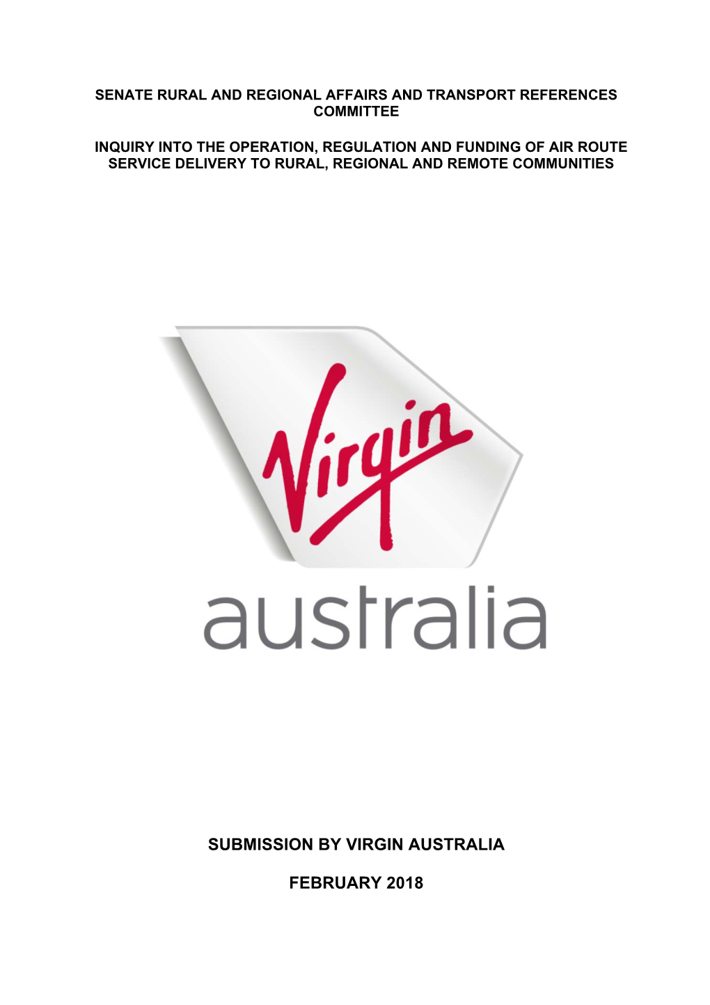 Submission by Virgin Australia February 2018