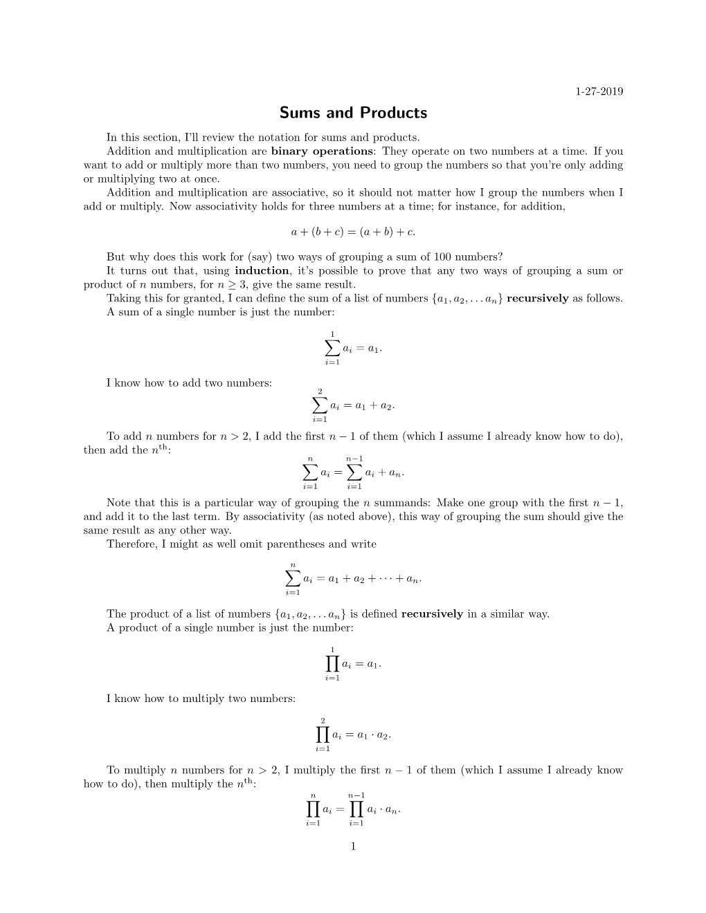 Sums and Products