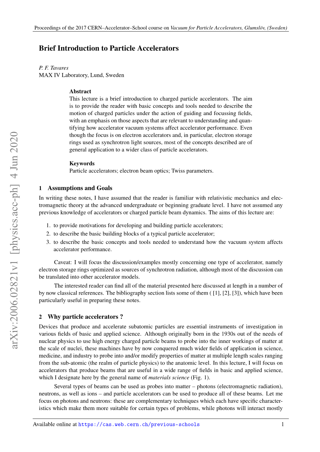 Arxiv:2006.02821V1 [Physics.Acc-Ph] 4 Jun 2020