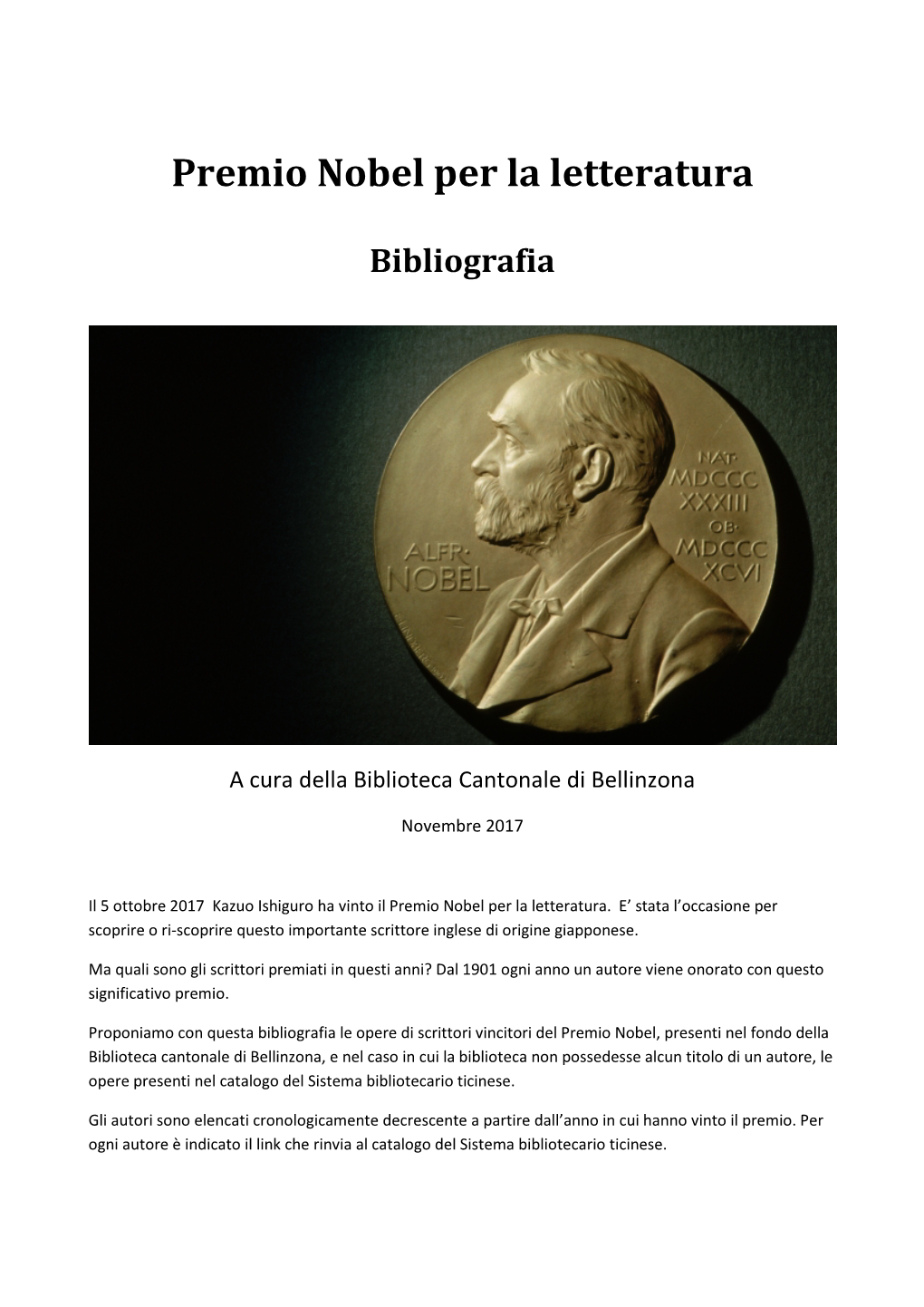 Premio Nobel Per La Letteratura