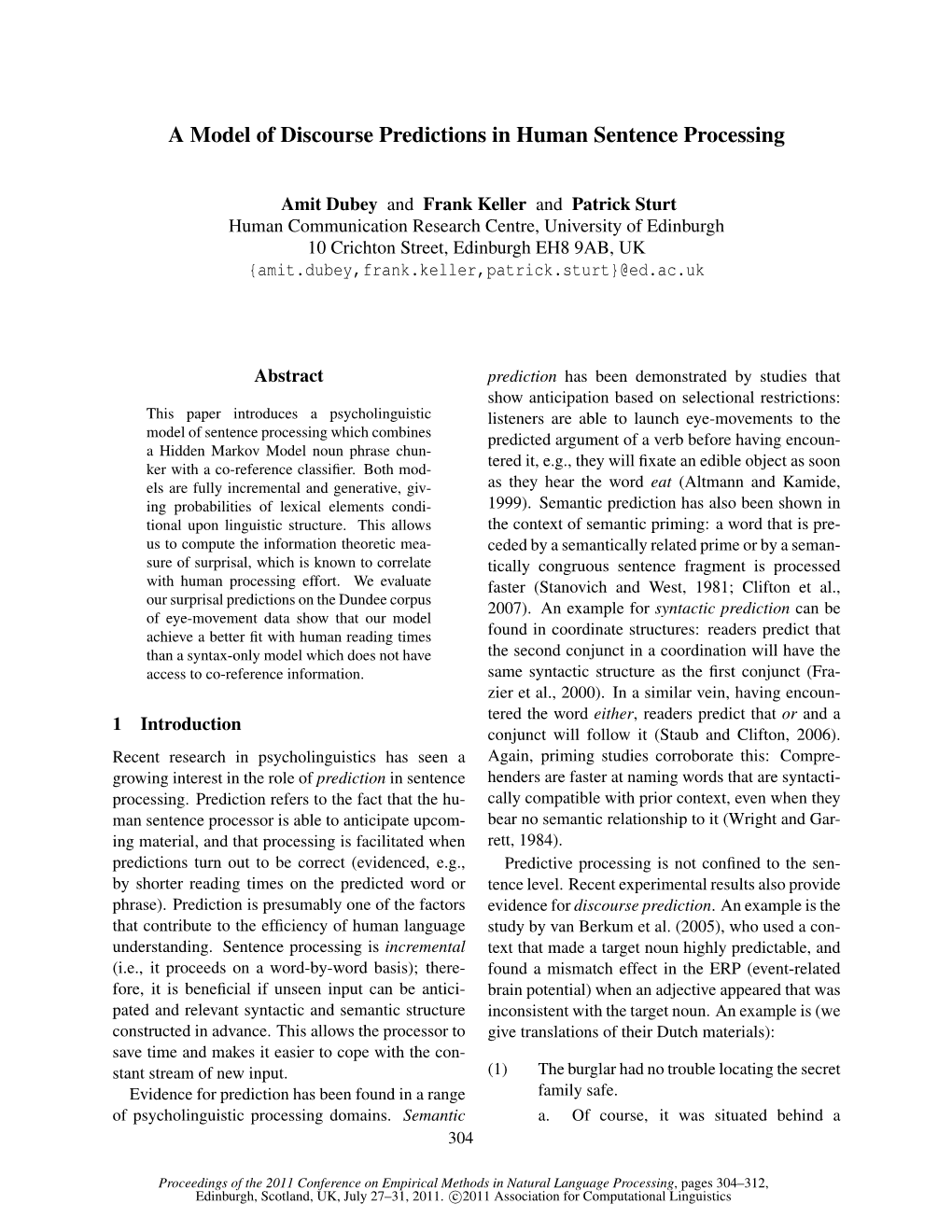 A Model of Discourse Predictions in Human Sentence Processing