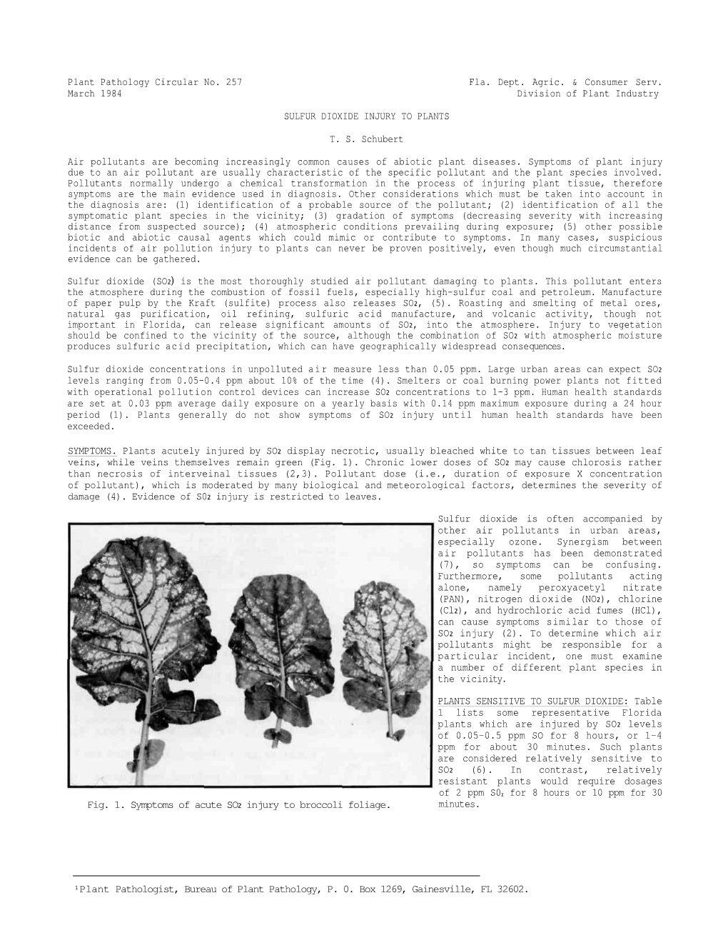 Plant Pathology Circular No. 257 Fla